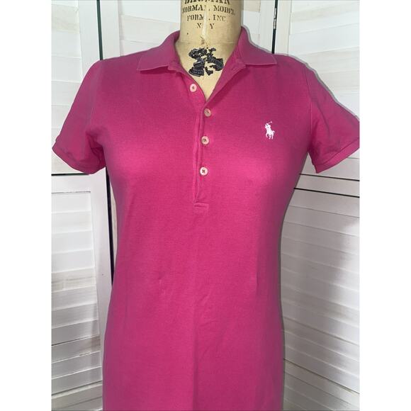 Ralph Lauren Sport Cotton Polo Pink Dress White Logo Embroidered SMALL - Picture 2 of 8